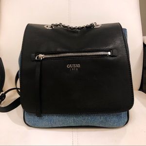 SALE 🔥 GUESS Faux Leather & Denim Backpack Purse